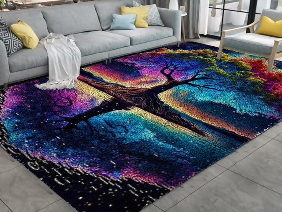 Colorful World Tree Latch Hook Kits, Large Latch Hook Rug Kit for