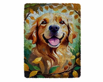 Golden Retriever Latch Hook Kits, Large Latch Hook Rug Kit for Adults Latch Hook Kits with Printed Canvas Christmas  Decoration