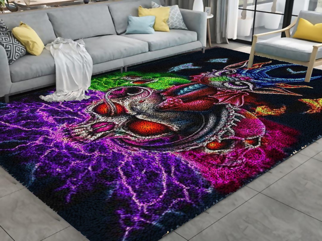 Skeleton Dragon Latch Hook Kits, Large Latch Hook Rug Kit for Adults