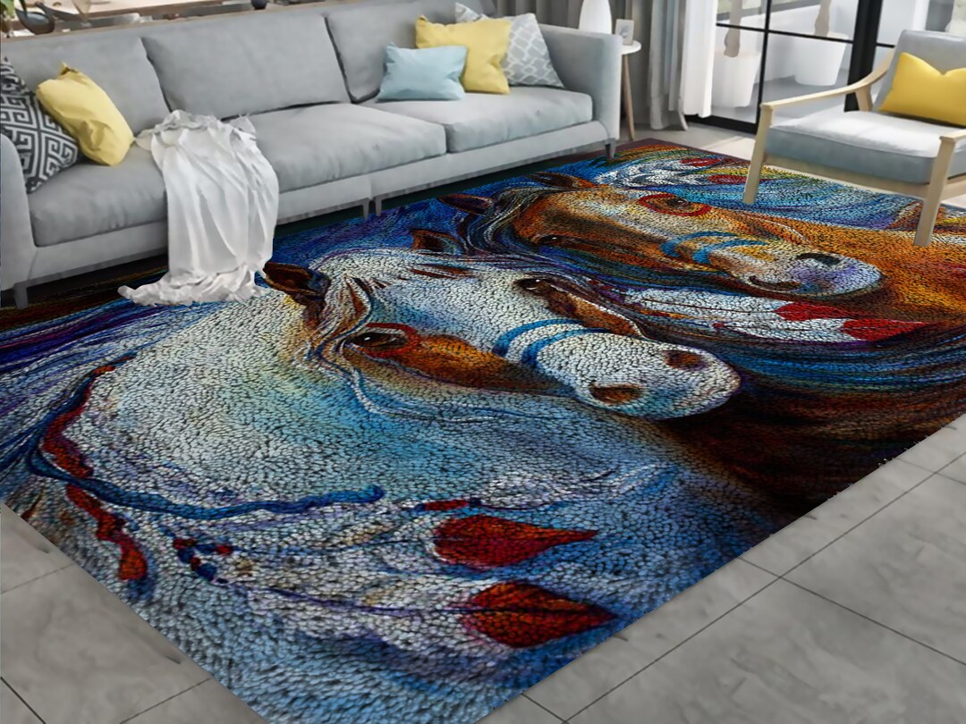 Indian War Horse Latch Hook Kit, Natura, Caron, Craft, Carpet, Hobby, Interior, Decor, Vintage