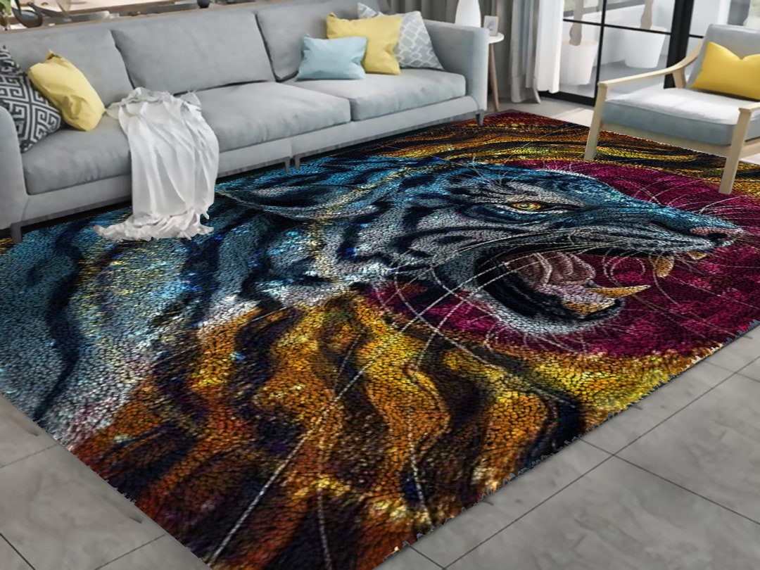 Tiger Latch Hook Kits, Large Latch Hook Rug Kit for Adults Latch Hook