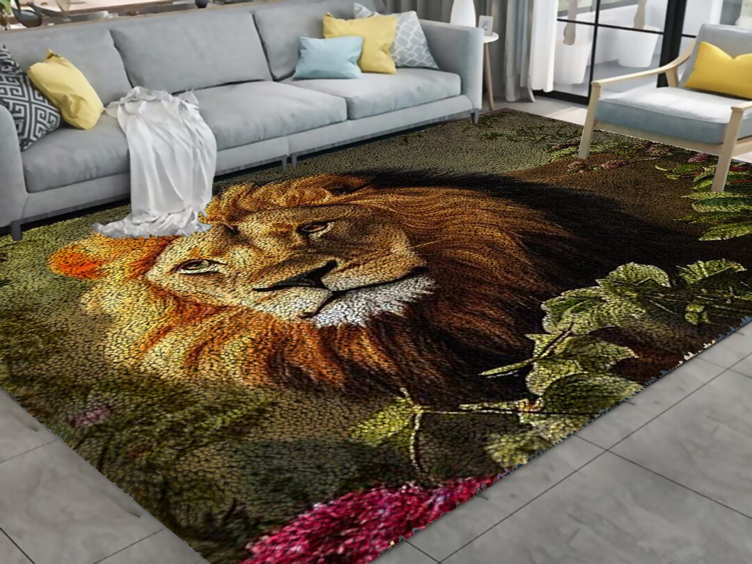 Lion Latch Hook Kits Large Latch Hook Rug Kit for Adults Etsy UK