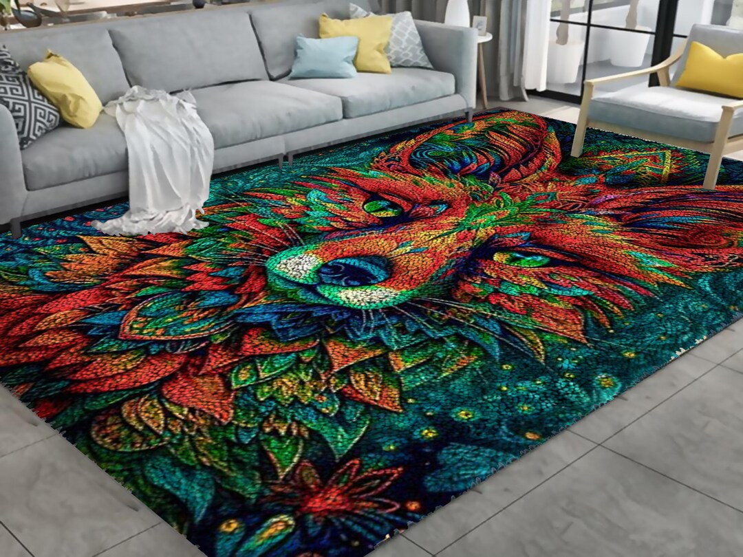 Flower Fox Latch Hook Kits, Large Latch Hook Rug Kit for Adults Latch