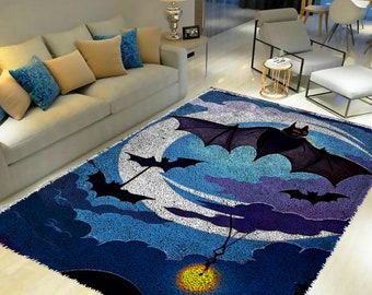 Bats Latch Hook Kits, Large Latch Hook Rug Kit for Adults Latch Hook Kits with Printed Canvas Christmas  Decoration