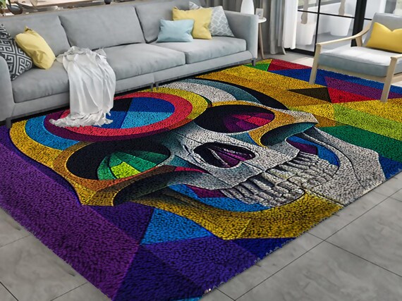 Colored Skull Kits Latch Hook Rug Kits Carpet Embroidery Latch