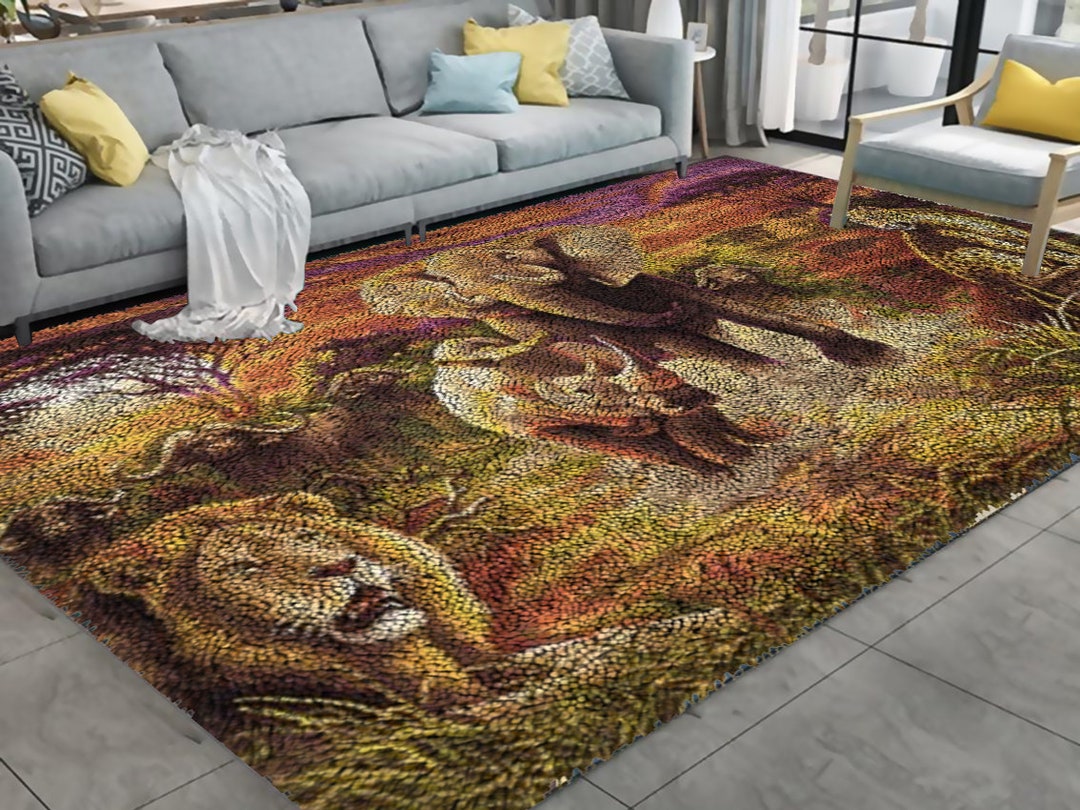 Latch Hook Rug Making Kit Pre Printed Canvas With Backing Elephant