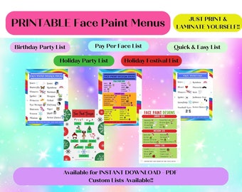 Personalisierbares Face Painting Design Board - All Year Bundle PDF - 5-Pack