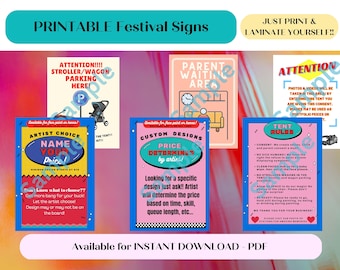 Festival Face Paint Signs - Digital Download