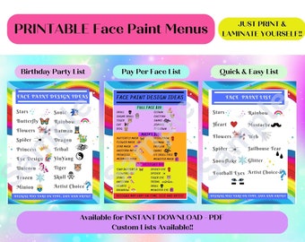 Personalisierbares Face Painting Design Board - Ganzjahres-Bundle PDF - 3er-Pack