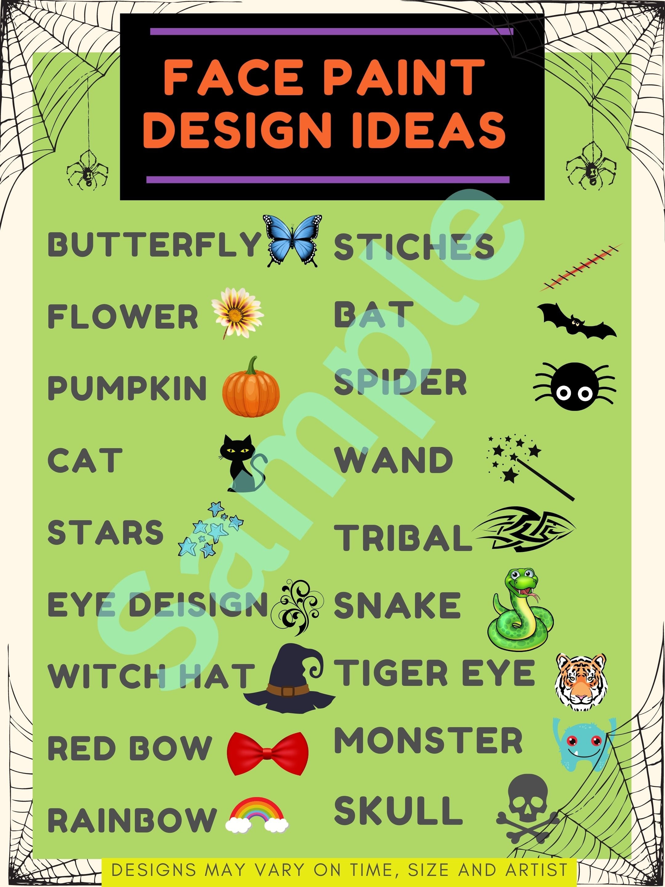 Customizable Face Painting Design Board Holiday Bundle PDF - Etsy