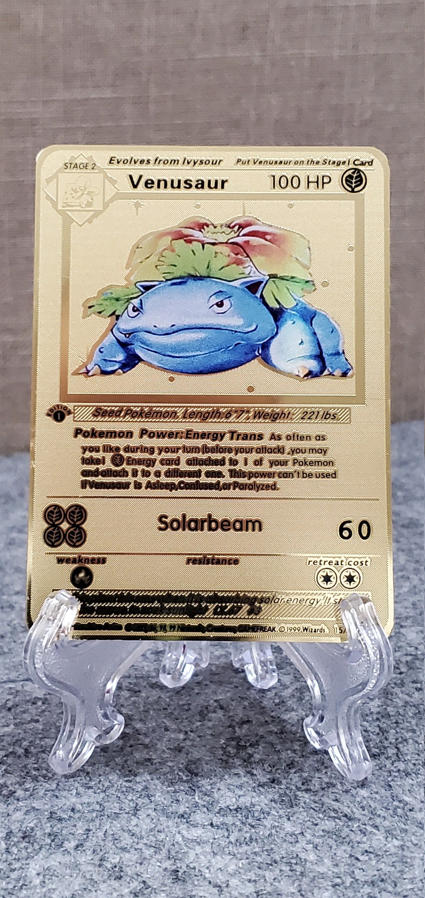 Pokémon VENUSAUR 15/102 Gold Metal Card - Etsy