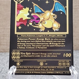 Pokemon CHARIZARD 4/102 Black Metal Card - Etsy India