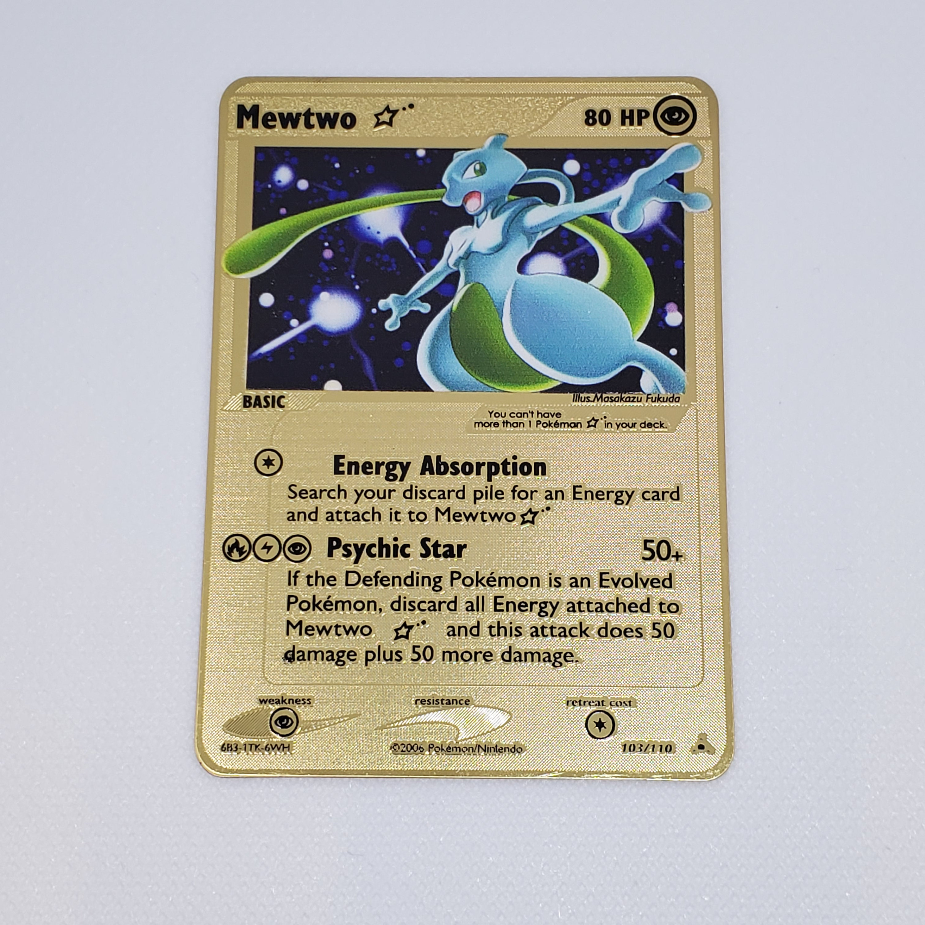 Carte Pokemon Gold métallique - Mewtwo Niveau 2 Edition 1