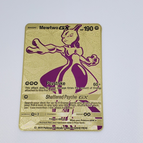 Mewtwo GX Full Art Shiny Gold Metal Card