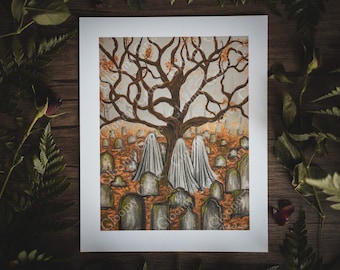 8x10in Fine Art Print | Grimwood | Spooky Ghost | Fall Artwork | Halloween | Witch | Salem
