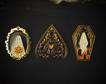 3 Halloween Pins | Ghost Art | Spooky | Enamel Pin