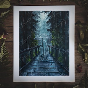 8 x 10 pol. Impressão de belas artes | “Ao longo do caminho” | Pintura de arte fantasma | Cottagecore | Gloomy Grove