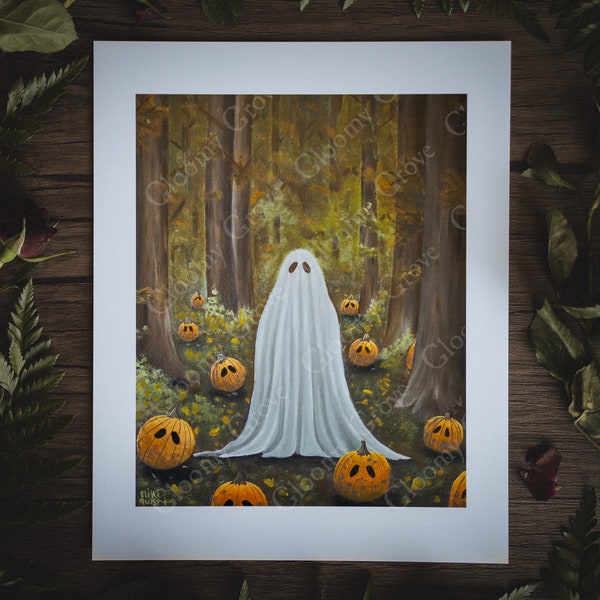 8x10in Fine Art Print | Harvest Grove | Spooky Ghost | Conceptual Artwork | Halloween Vibes | Wall Art