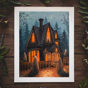 8x10in Fine Art Print | &quot;When Darkness Falls&quot; | Spooky Ghost | Fall Artwork | Halloween
