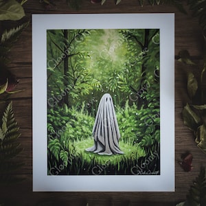 8x10in Fine Art Print | Wait for Me | Spooky Ghost | Cottagecore Artwork | Halloween Art