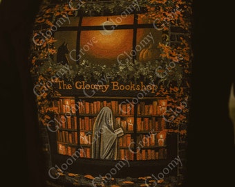 Ghost Sweatshirt / A Gloomy Bookshop Painting | Unisex | A Ghost Story | Dark Cottagecore Clothing | Halloween