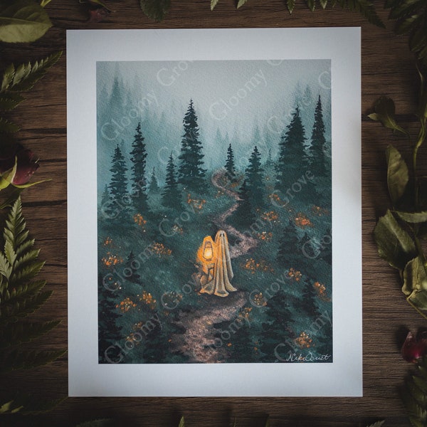 8x10in Fine Art Print | Wander | Spooky Ghost | PNW | Halloween | Halloween Art | Cottagecore