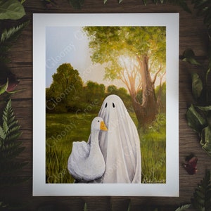 8x10in Fine Art Print | Together Forever | Spooky Ghost | Cottage Core | Goose