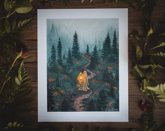 8x10in Fine Art Print | Wander | Spooky Ghost | PNW | Halloween | Halloween Art | Cottagecore
