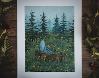 8x10in Fine Art Print | "Awakening" | Spooky Ghost | Fall Artwork | Halloween