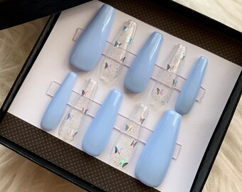 Baby Blue Nails Etsy Baby Blue Nails Etsy