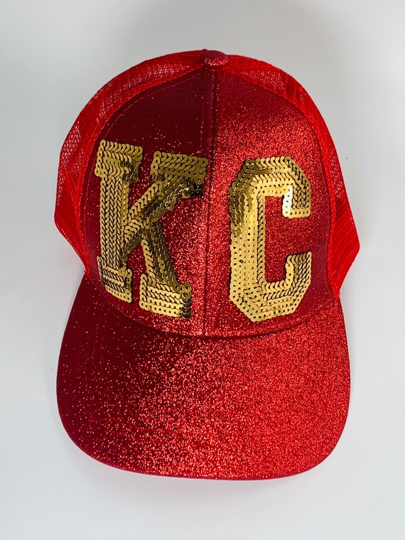 KC Bling Red and Gold Trucker Hat 
