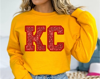 Sudadera con capucha de fútbol de Kansas City con purpurina sintética
