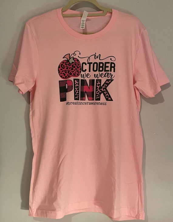 T-shirt Octobre Rose Femme - Coton Doux Avec Ruban Rose - Soutien Lutte Contre Le Cancer Du Sein - Taille Normale