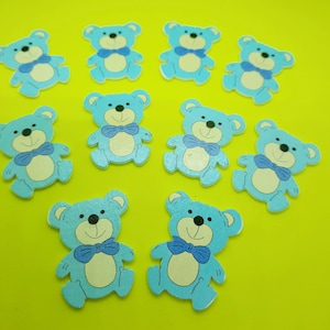 10 x Laser Cut Wooden Bear Baptême Baby Shower Fête d’anniversaire Genre révéler Craft Card Making Scrapbook Décoration Ornement 3cm Hauteur