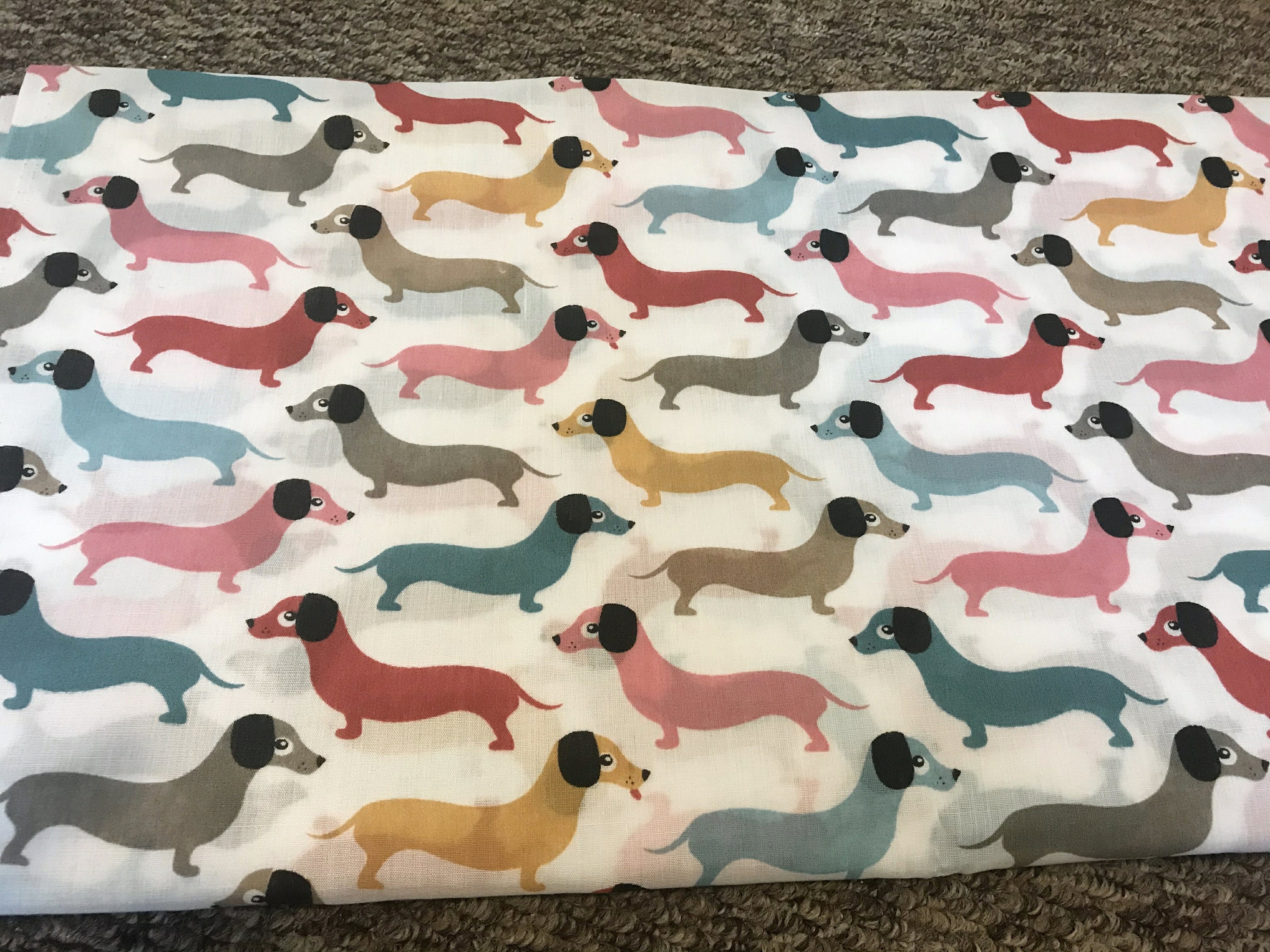 Dachshund Dog Printed Poly Cotton Fabric 50x50 Cm Etsy Canada