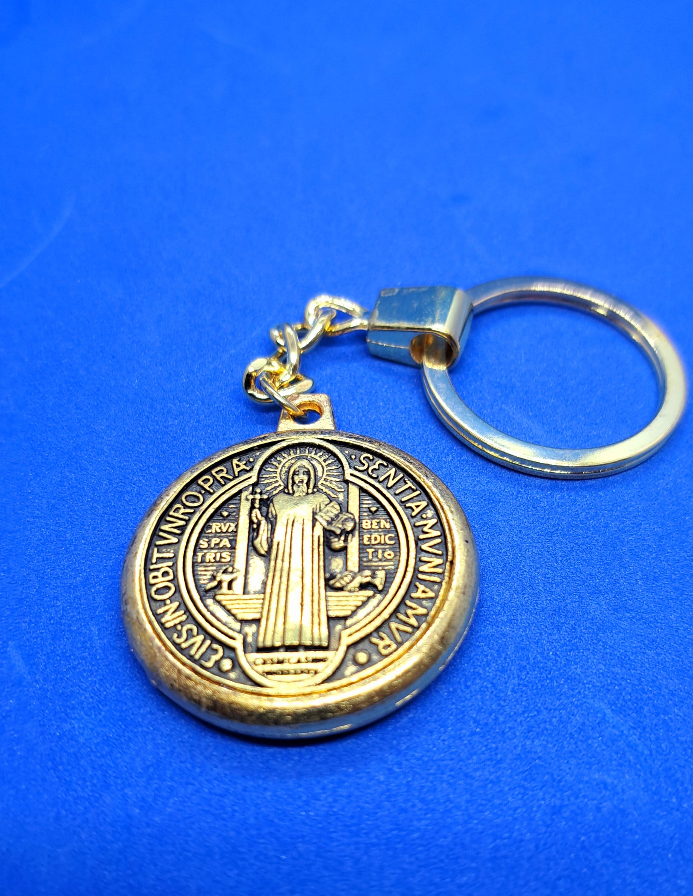 St Benedict Medal Metal Keyring Keychain Religious Medal Both Side
