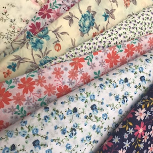 Floral Printed Poly cotton fabrics, half metre, pick yours!