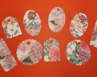 Floreale stampato vintage stile chic regali tag birthday packaging retail wedding christening presenta messaggi di anniversario artigianali Cartellini dei prezzi