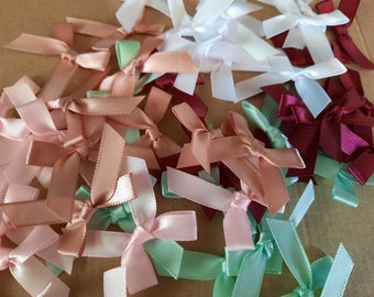 25 x Mini Ribbons Satin Bows 4cm Crafts  Florist Flowers Wedding Christening Birthday Packaging Decoration Hair accessories Variety colours