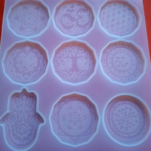 Tree of life Hamsa Hand OM Yoga Silicone Mould Epoxy resin Pendant Jewellery Craft Art DIY Coasters Casting