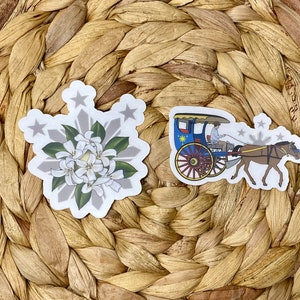 Philippines inspired stickers / Sampaguita stickers / Kalesa / Karitela / die-cut stickers / waterproof stickers / laptop stickers