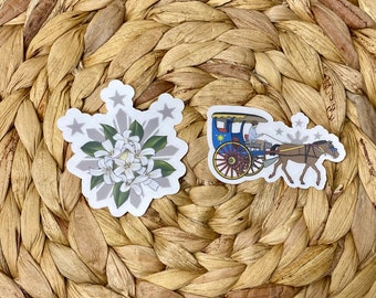 Philippines inspired stickers / Sampaguita stickers / Kalesa / Karitela / die-cut stickers / waterproof stickers / laptop stickers
