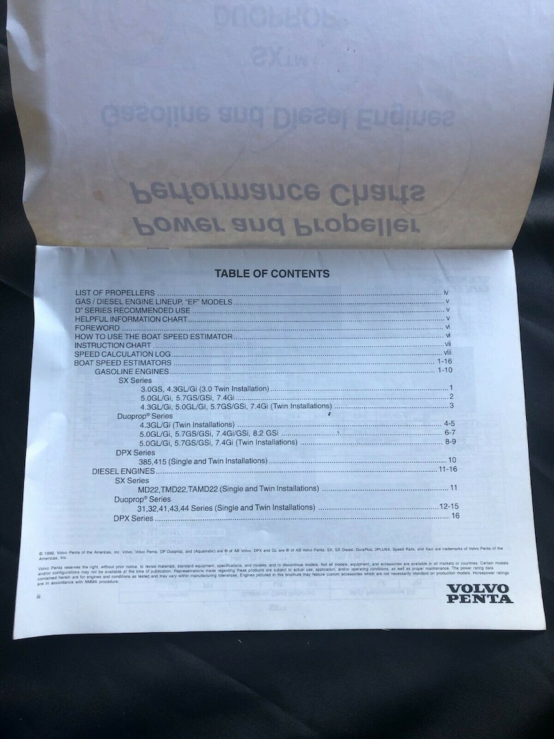 Volvo Penta Power and Propeller Performance Charts SX Duoprop Etsy