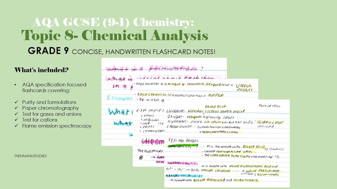 AQA GCSE 91 Chemistry Topic 8 Chemical Analysis Etsy