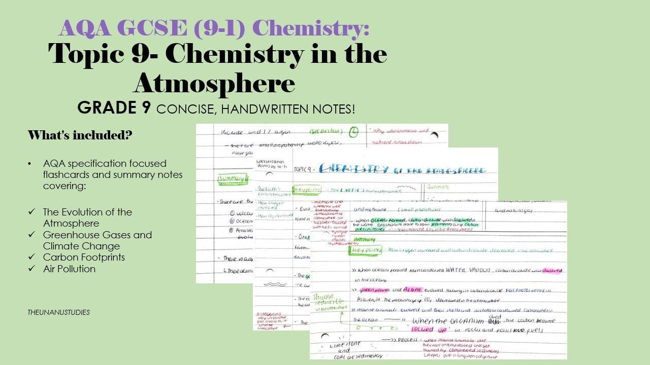 AQA GCSE 9-1 Chemistry: Topic 9 Chemistry of the Atmosphere - Etsy