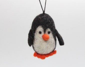 Adorno navideño de pingüino de fieltro, decoración ártica hecha a mano