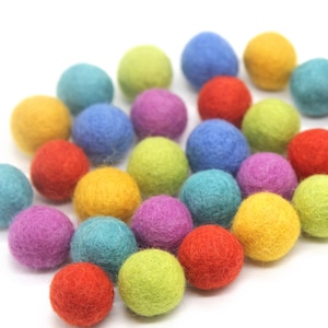 Muted Rainbow Pom Pom Palette - 20 balls - 1cm, 1.5cm, or 2cm Wool Felt Balls in 100% Wool Handmade Felt Balls Pom Poms Felt Beads