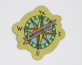 Wanderlust Compass Iron-On Patch – Explorer Fabric Badge 13