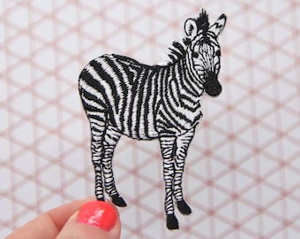Large Zebra Big Embroidered Sew On Patch Applique Badge New 