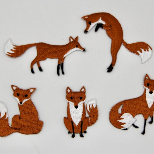 Animal Appliques 5Pcs Fox Patches Iron On Cute DIY Applique Embroidered Embroidery Patch Sew On Bags Patch For Clothes 2 16 Brown Animal Iron On Patches